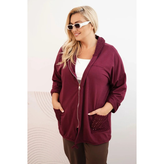 Women's burgundy hooded jumper Alba ART3636 - For women Women's burgundy hooded jumper Alba Women's sweaters