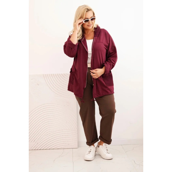 Women's burgundy hooded jumper Alba ART3636 - For women Women's burgundy hooded jumper Alba Women's sweaters