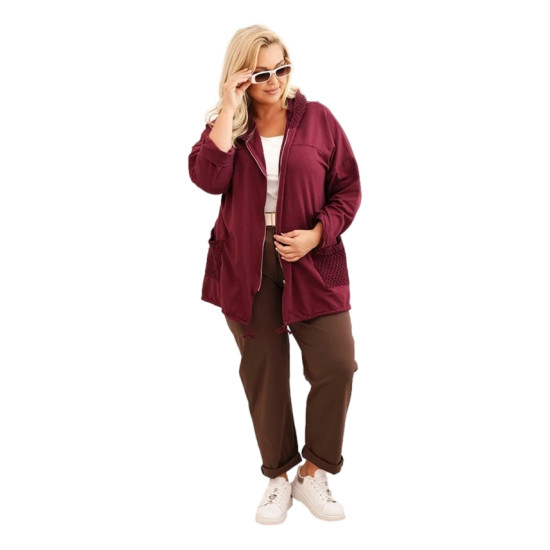 Women's burgundy hooded jumper Alba ART3636 - For women Women's burgundy hooded jumper Alba Women's sweaters