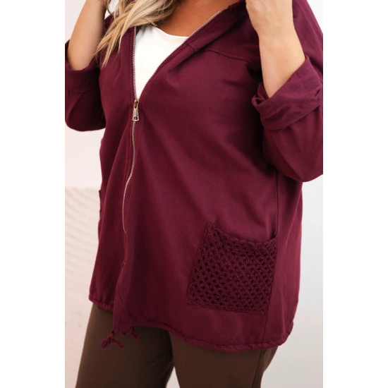 Women's burgundy hooded jumper Alba ART3636 - For women Women's burgundy hooded jumper Alba Women's sweaters