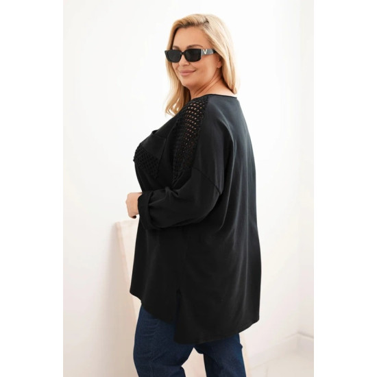 Moteriškas juodas megztinis su raštu Stelo Moteriški megztiniai