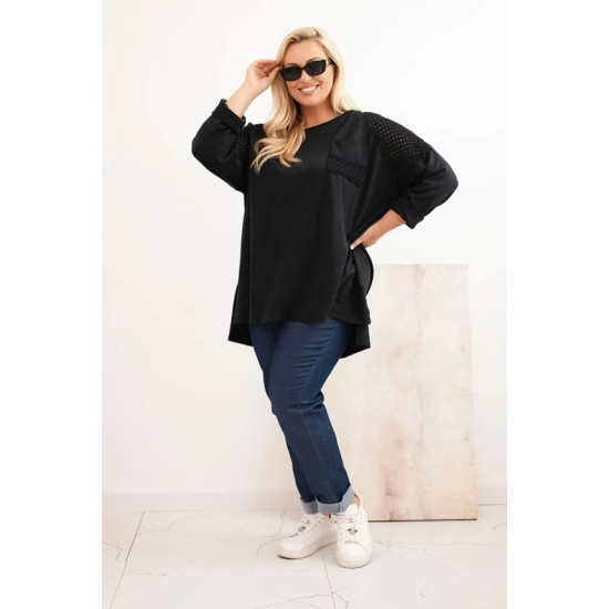 Moteriškas juodas megztinis su raštu Stelo Moteriški megztiniai