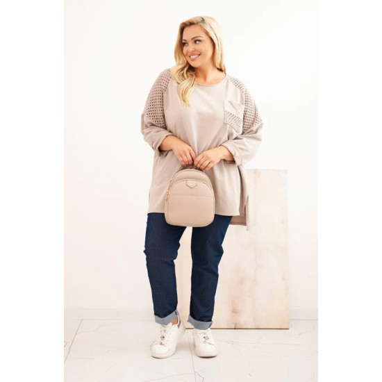 Moteriškas rusvas megztinis su raštu Stelo Moteriški megztiniai