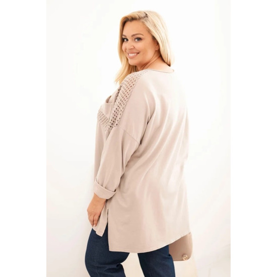 Moteriškas rusvas megztinis su raštu Stelo Moteriški megztiniai