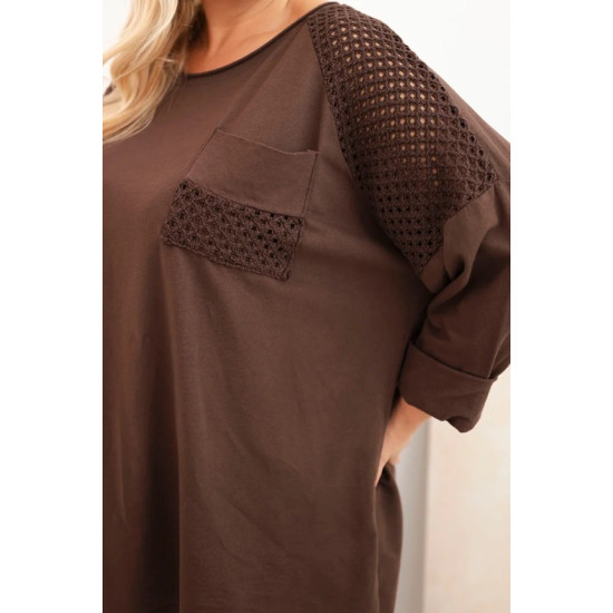 Moteriškas rudas megztinis su raštu Stelo Moteriški megztiniai