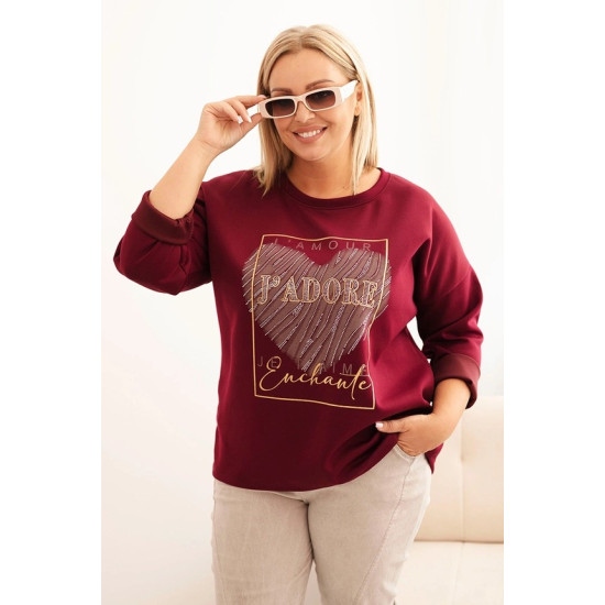 Moteriškas bordo spalvos džemperis Adore 21771 - Džemperiai Moteriškas bordo spalvos džemperis Adore Džemperiai be gobtuvo