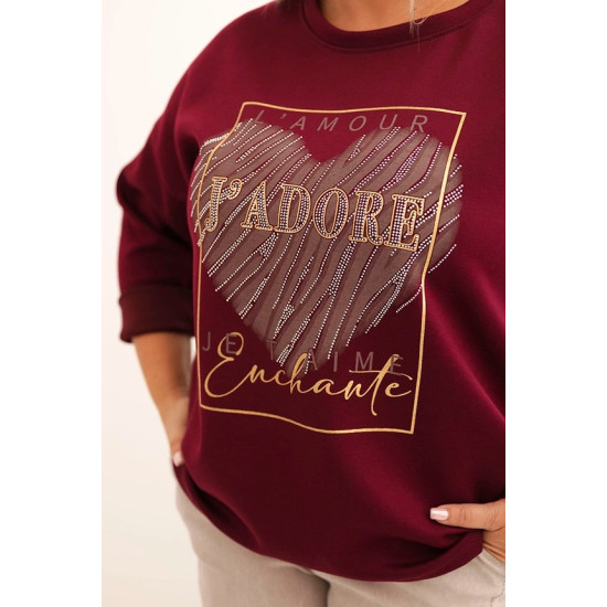 Moteriškas bordo spalvos džemperis Adore 21771 - Džemperiai Moteriškas bordo spalvos džemperis Adore Džemperiai be gobtuvo