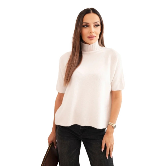 Moteriškas šviesiai rusvas megztinis trumpomis rankovėmis Endi Moteriški megztiniai