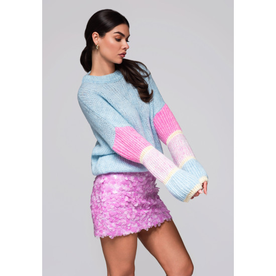 Moteriškas šviesiai mėlynas megztinis Bright Megztiniai