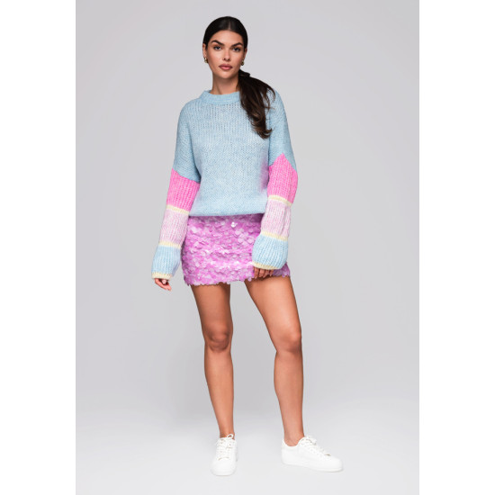 Moteriškas šviesiai mėlynas megztinis Bright Megztiniai