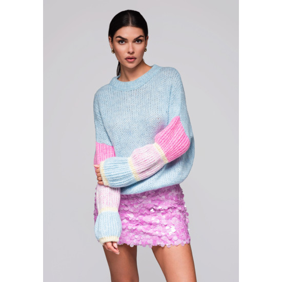 Moteriškas šviesiai mėlynas megztinis Bright Megztiniai