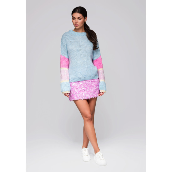Moteriškas šviesiai mėlynas megztinis Bright Megztiniai