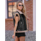 Moteriška juoda odinė liemenė Sara Moteriškos liemenės