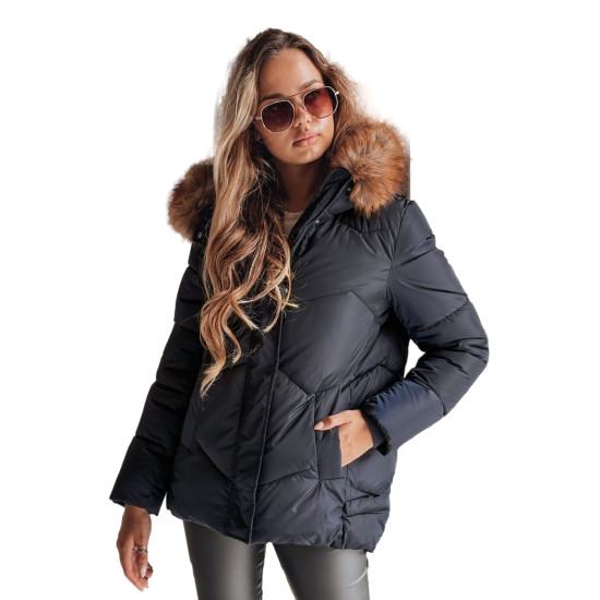 Moteriška tamsiai mėlyna žieminė striukė Doran Moteriškos striukės