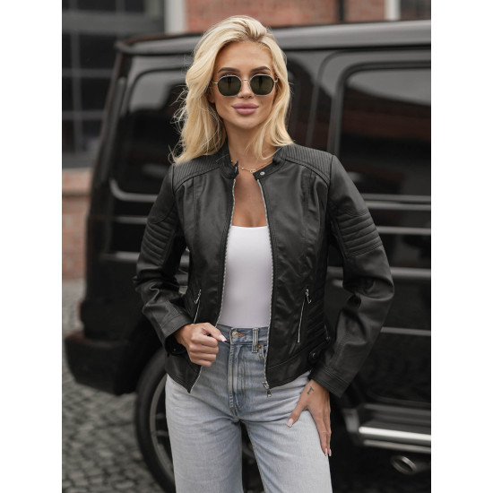 Moteriška juoda odinė striukė Jener JS/11Z8203 - Moterims Moteriška juoda odinė striukė Jener Moteriškos striukės
