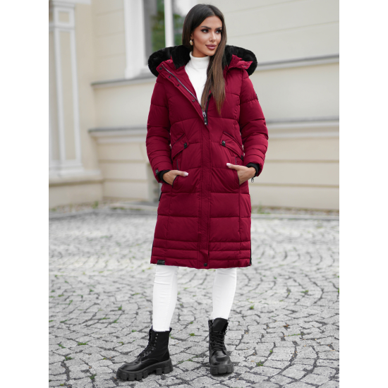 Žieminė ilga moteriška bordo striukė Marni Moteriškos striukės
