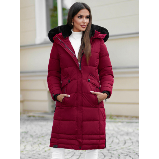 Žieminė ilga moteriška bordo striukė Marni Moteriškos striukės