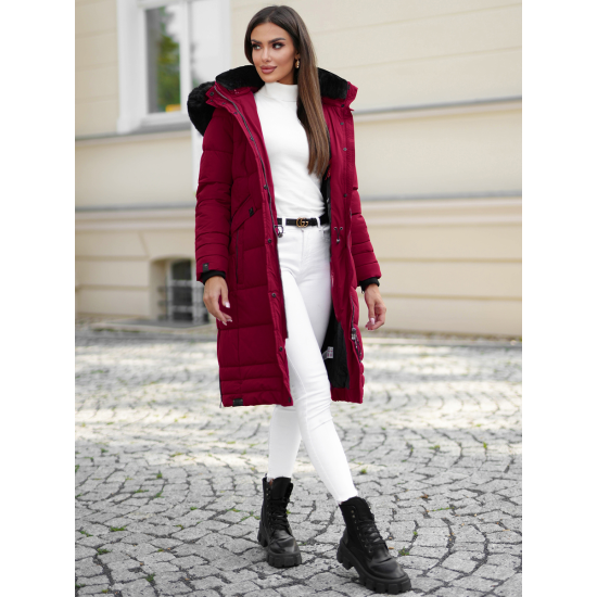 Žieminė ilga moteriška bordo striukė Marni Moteriškos striukės