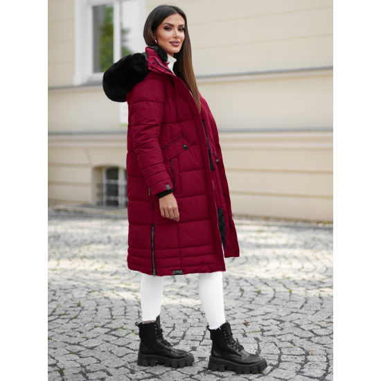Žieminė ilga moteriška bordo striukė Marni Moteriškos striukės