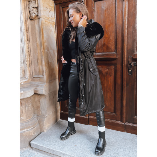 Juoda ilga moteriška striukė Harpe Moteriškos striukės