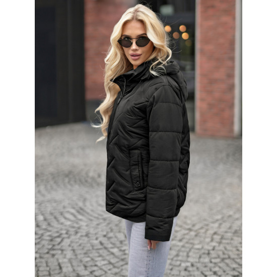 Moteriška juodos spalvos striukė Erlin Moteriškos striukės