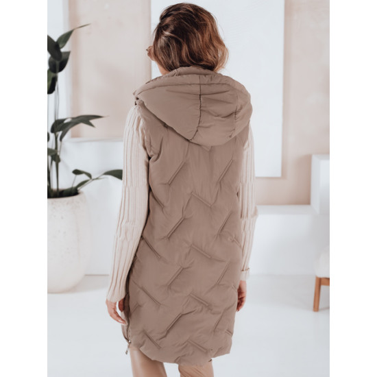 Sieviešu tumši brūna gara veste Lino TY5099 - Sievietēm Sieviešu tumši brūna gara veste Lino Sieviešu vestes