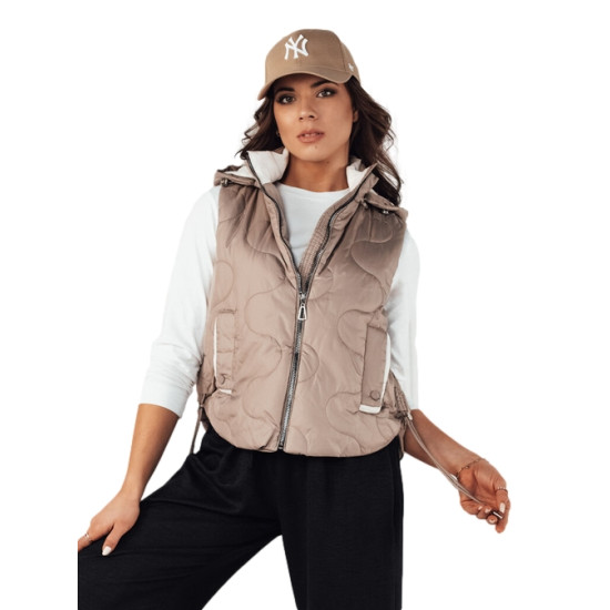 Women's brown hooded vest Teros Women's waistcoats