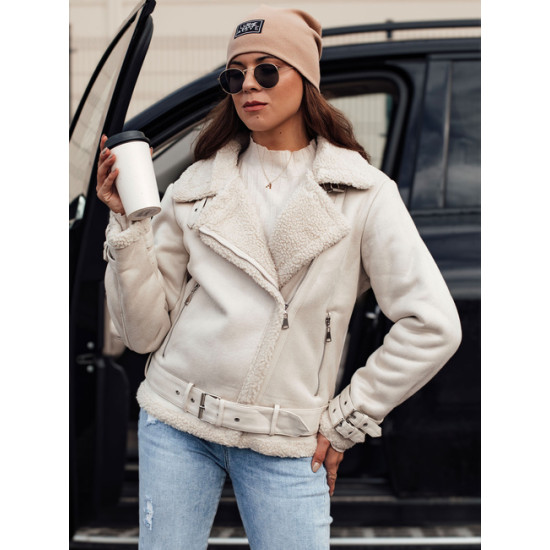 Women's white jacket with fur Lever TY4732 - For women Women's white jacket with fur Lever Women's jackets