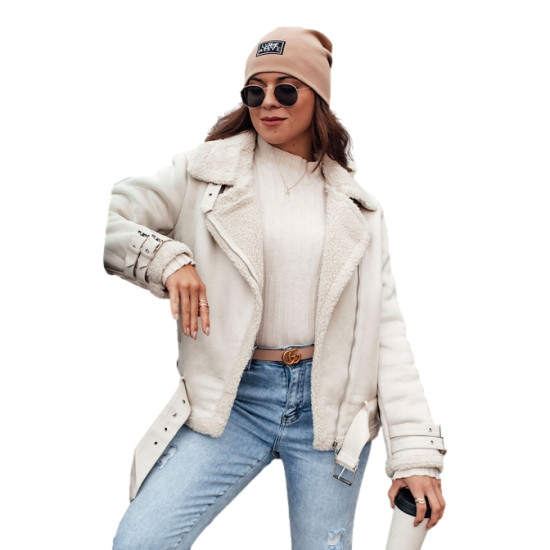 Women's white jacket with fur Lever TY4732 - For women Women's white jacket with fur Lever Women's jackets