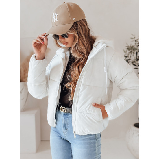 Moteriška balta žieminė striukė Glam TY4952 - Moterims Moteriška balta žieminė striukė Glam Moteriškos striukės