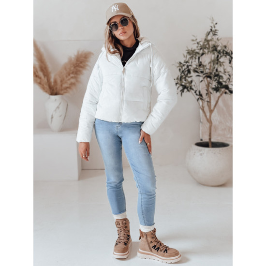 Moteriška balta žieminė striukė Glam TY4952 - Moterims Moteriška balta žieminė striukė Glam Moteriškos striukės