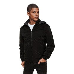 Vyriška dvipusė juoda striukė su gobtuvu Linde