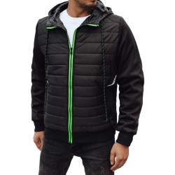 Vyriška juoda striukė su gobtuvu Stress