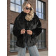 Moteriška juoda kailinė striukė Moda Moteriškos striukės