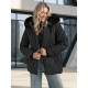 Moteriška juoda žieminė striukė su gobtuvu Levi Moteriškos striukės