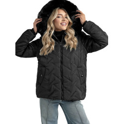 Moteriška juoda žieminė striukė su gobtuvu Levi