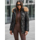Moteriška juodos spalvos striukė su juodu kailiuku Mona Striukės