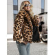 Moteriška ruda kailinė striukė su gyvūniniu raštu Leopard Moteriškos striukės