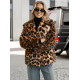 Moteriška ruda kailinė striukė su gyvūniniu raštu Leopard Moteriškos striukės