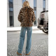 Moteriška ruda kailinė striukė su gyvūniniu raštu Leopard Moteriškos striukės