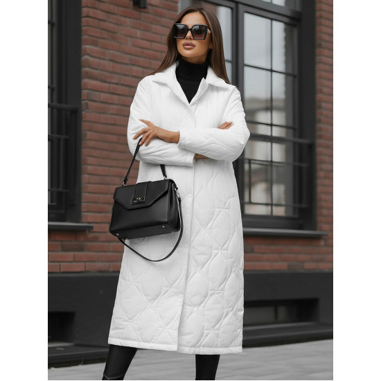 Moteriškas baltas žieminis paltas Fox Moteriškos striukės