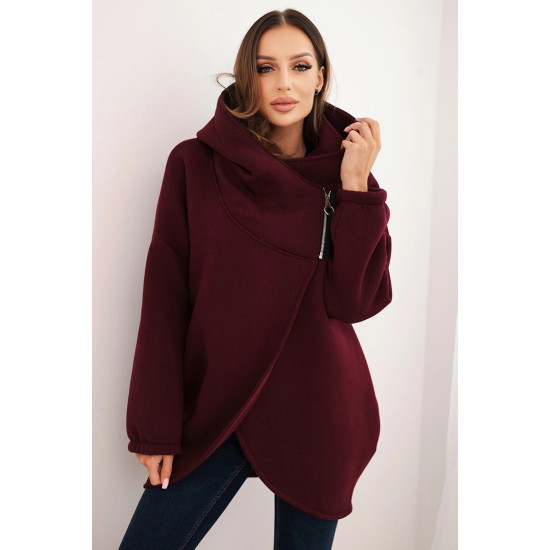 Moteriškas bordo džemperis pašiltintas su gobtuvu Jonit Džemperiai su gobtuvu