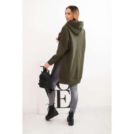 Moteriškas chaki džemperis su gobtuvu Wine Džemperiai su gobtuvu