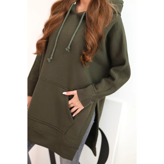 Moteriškas chaki džemperis su gobtuvu Wine Džemperiai su gobtuvu