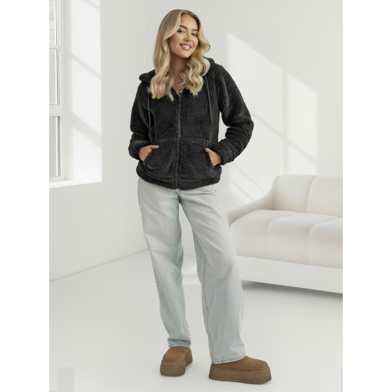 Moteriškas juodas džemperis su gobtuvu Mona JS/HH007/3 - Džemperiai Moteriškas juodas džemperis su gobtuvu Mona Džemperiai su gobtuvu