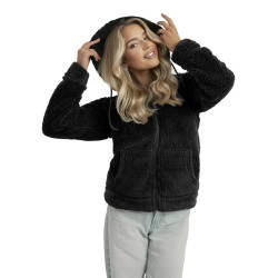 Moteriškas juodas džemperis su gobtuvu Mona Moteriškas juodas džemperis su gobtuvu Mona