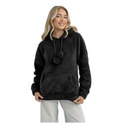 Moteriškas juodas džemperis su gobtuvu Nara Moteriškas juodas džemperis su gobtuvu Nara