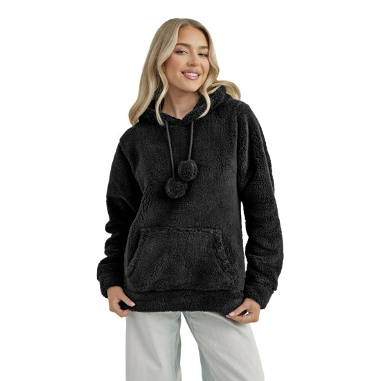 Moteriškas juodas džemperis su gobtuvu Nara JS/HH192/3 - Džemperiai Moteriškas juodas džemperis su gobtuvu Nara Džemperiai su gobtuvu