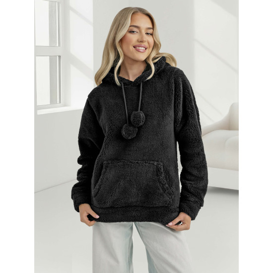 Moteriškas juodas džemperis su gobtuvu Nara JS/HH192/3 - Džemperiai Moteriškas juodas džemperis su gobtuvu Nara Džemperiai su gobtuvu