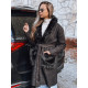 Moteriškas juodas paltas su kailiu Fiona Moteriškos striukės